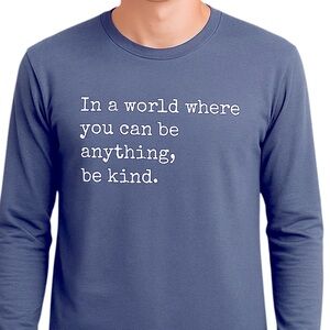 Be Kind Top Long Sleeve Tee Shirt New Navy Heather Bela Canvas New